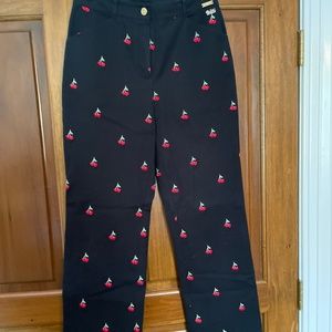 St. John black pants w/cherries